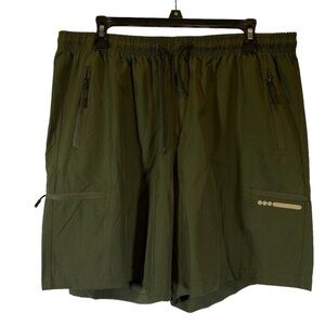 Athletic shorts women's size XL lightweight army green zip pockets run walk gym
